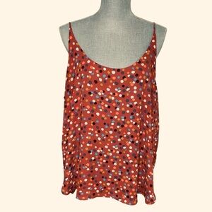 Loft Sleeveless Round Neck Colorful Polka Dots Blouse size XL